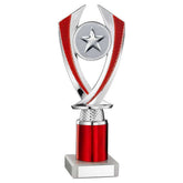 SILVER/RED 'DIAMOND' HOLDER ASSEMBLED ON MARBLE (2" CEN/2" TUBE) - 8.75in - Optimum Teamwear