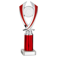 SILVER/RED 'DIAMOND' HOLDER ASSEMBLED ON MARBLE (2" CEN/3" TUBE) - 9.75in
