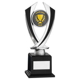SILVER/BLACK 'DIAMOND' HOLDER ON BASE (2in CENTRE) - 8.75in - Optimum Teamwear