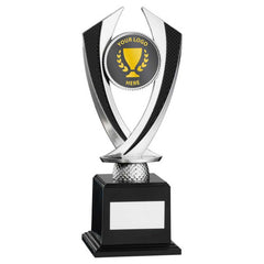 SILVER/BLACK 'DIAMOND' HOLDER ON BASE (2in CENTRE) - 8.75in