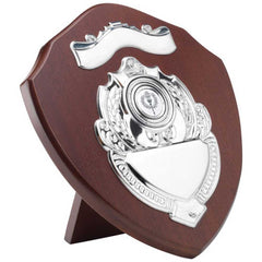 MAHOGANY SHIELD WITH CHROME FRONTS (1in CENTRE) - 9in - Optimum Teamwear