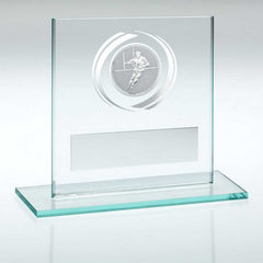 JADE/SILVER GLASS WITH RUGBY INSERT AND PLATE - 3.25in - Optimum Teamwear
