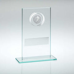 JADE/SILVER GLASS WITH RUGBY INSERT AND PLATE - 5.5in - Optimum Teamwear