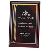 ROSEWOOD PLAQUE WITH RED/GOLD ALUMINIUM FRONT - 4 x 6in - Optimum Teamwear
