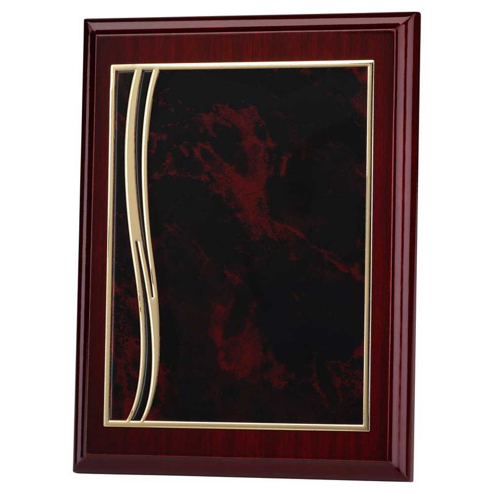 ROSEWOOD PLAQUE WITH RED/GOLD ALUMINIUM FRONT - 6 x 8in - Optimum Teamwear