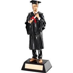 BLK/GOLD RESIN MALE GRADUATE WITH PLATE - 9.25in - Optimum Teamwear