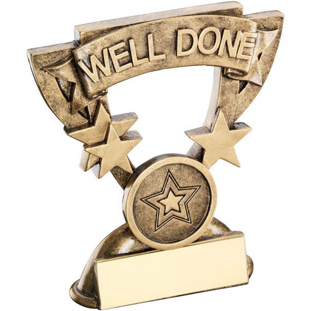 BRZ/GOLD WELL DONE MINI CUP WITH PLATE (1in CENTRE) - 3.75in - Optimum Teamwear