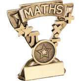 BRZ/GOLD MATHS MINI CUP WITH PLATE (1in CENTRE) - 3.75in - Optimum Teamwear