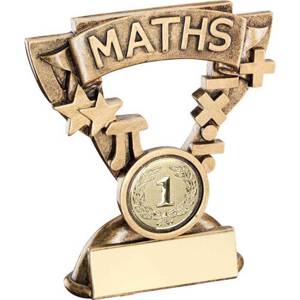 BRZ/GOLD MATHS MINI CUP WITH PLATE (1in CENTRE) - 3.75in - Optimum Teamwear