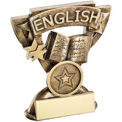 BRZ/GOLD ENGLISH MINI CUP WITH PLATE (1in CENTRE) - 3.75in - Optimum Teamwear