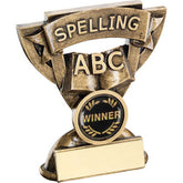 BRZ/GOLD SPELLING MINI CUP WITH PLATE (1in CENTRE) - 3.75in - Optimum Teamwear