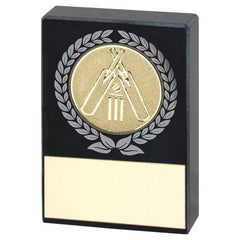 BLACK MARBLE WITH SILVER/GOLD WREATH, CRICKET INSERT AND PLATE - 2.5x1.75in - Optimum Teamwear