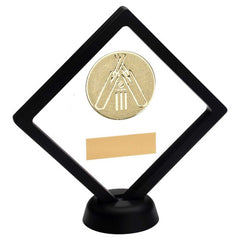 BLACK/CLEAR PLASTIC BOX WITH CRICKET INSERT TROPHY GOLD - 6in - Optimum Teamwear