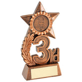 LEAF AND STAR AWARD WITH PLATE (1in CENTRE) BRONZE 3RD - 4.75in - Optimum Teamwear