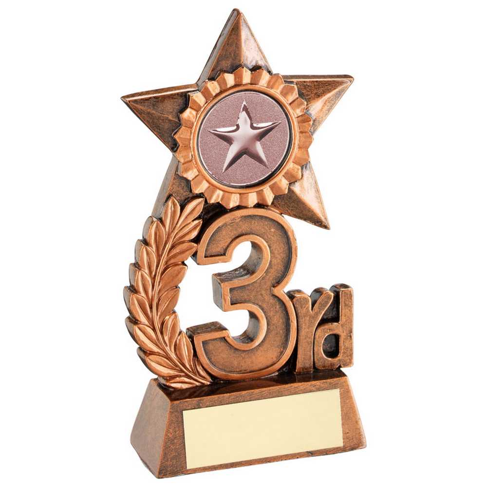 LEAF AND STAR AWARD WITH PLATE (1in CENTRE) BRONZE 3RD - 4.75in - Optimum Teamwear