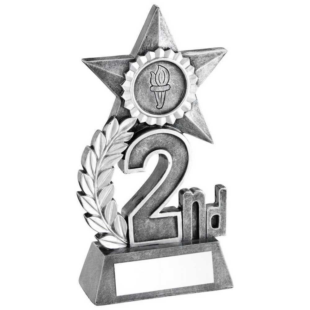 LEAF AND STAR AWARD WITH PLATE (1in CENTRE) SILVER 2ND - 5.5in - Optimum Teamwear
