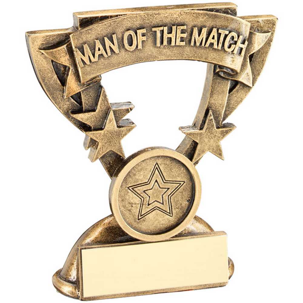 BRZ/GOLD MAN OF THE MATCH MINI CUP WITH PLATE (1in CENTRE) - 3.75in - Optimum Teamwear