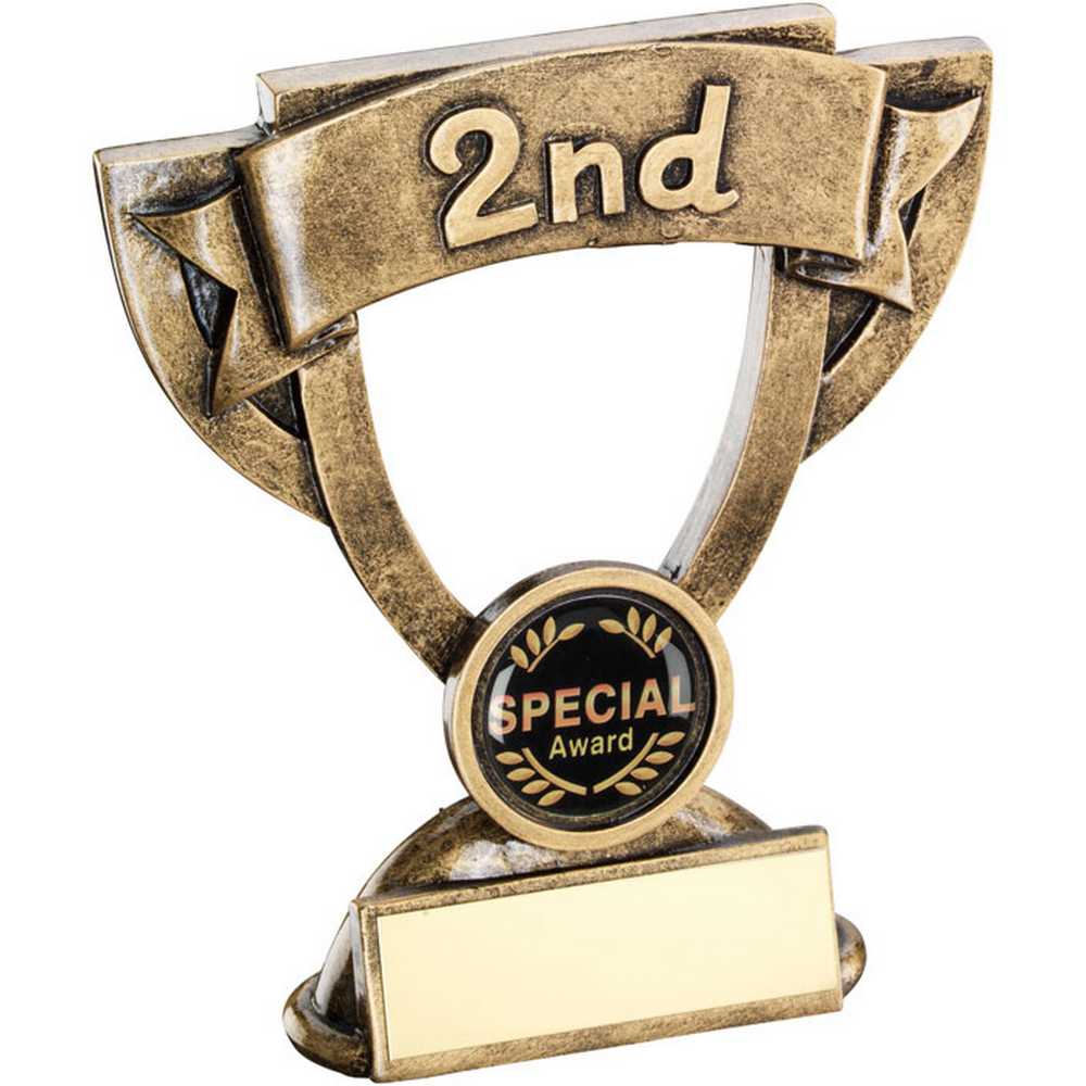 BRZ/GOLD MINI CUP 'POSITION' WITH PLATE (1in CENTRE) '2nd' - 4.25in - Optimum Teamwear