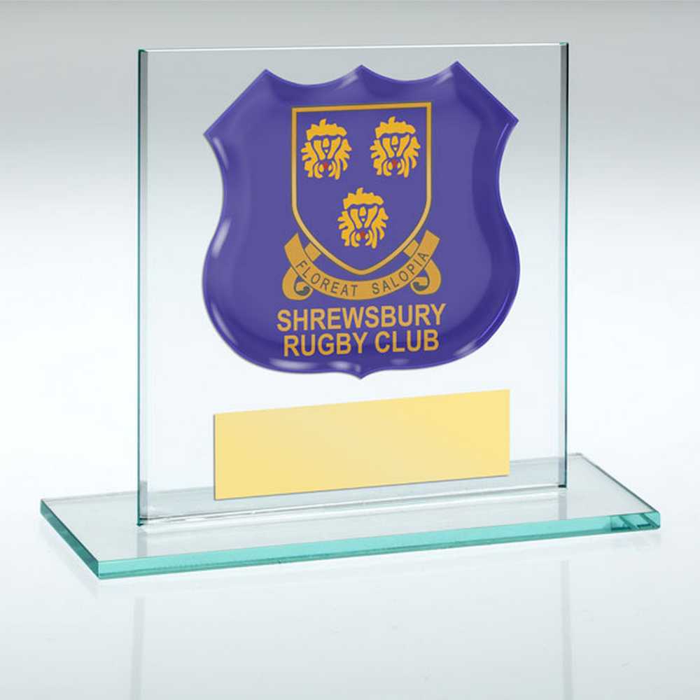 JADE GLASS PLAQUE WITH PLATE (REQUIRES SP-SHIELD OR SHIRT-A) - 3.25in - Optimum Teamwear