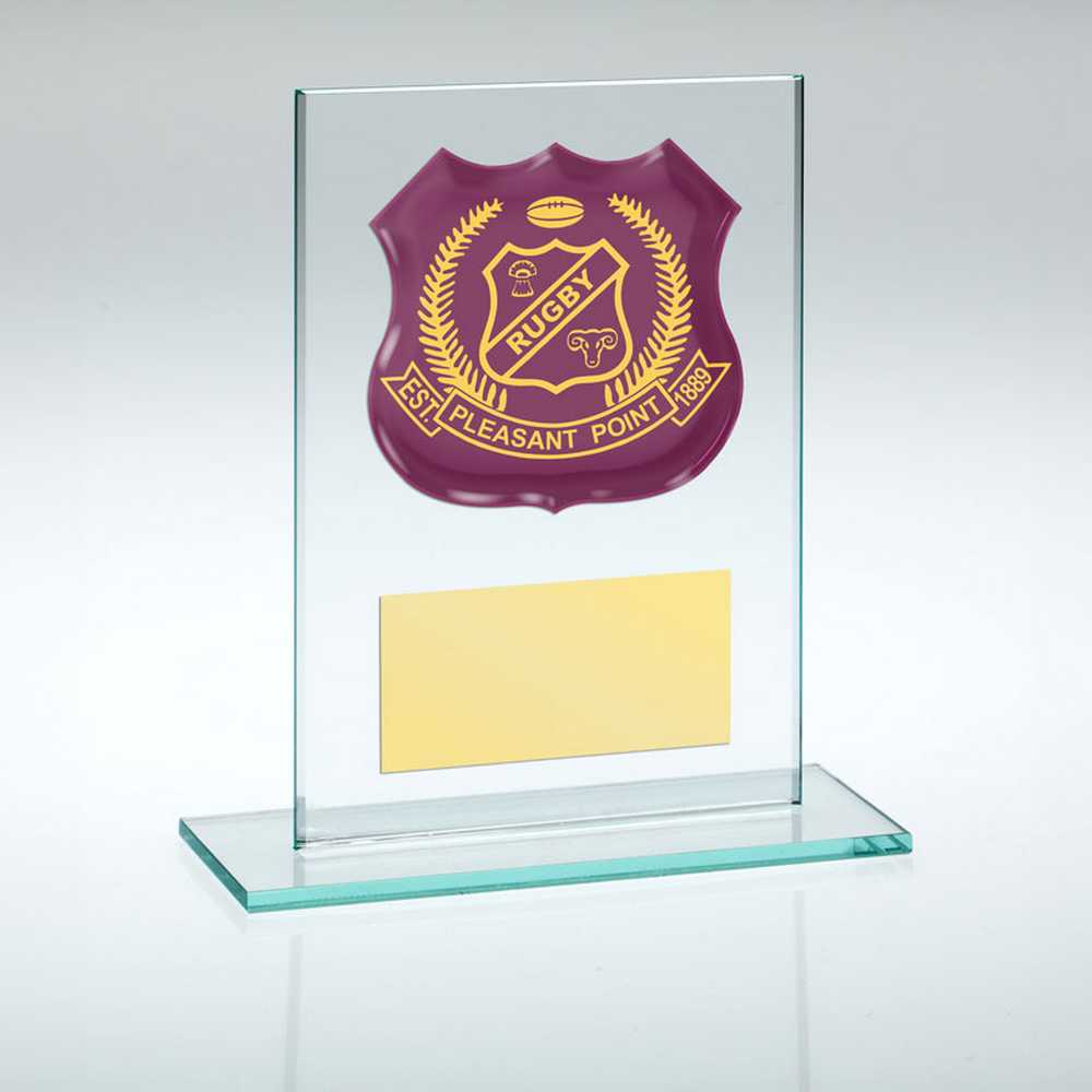 JADE GLASS PLAQUE WITH PLATE (REQUIRES SP-SHIELD OR SHIRT-B) - 4.5in - Optimum Teamwear