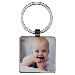 METAL SQUARE KEY FOB WITH WHITE FILL (FOR SUBLIMATION) - 2in - Optimum Teamwear