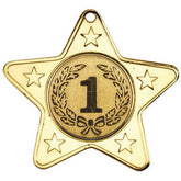 STAR SHAPED MEDAL WITH 5 MINI STARS (1in CENTRE) GOLD - 2in - Optimum Teamwear