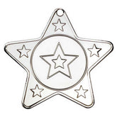 STAR SHAPED MEDAL WITH 5 MINI STARS (1in CENTRE) SILVER - 2in - Optimum Teamwear