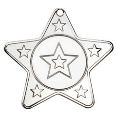 STAR SHAPED MEDAL WITH 5 MINI STARS (1in CENTRE) SILVER - 2in - Optimum Teamwear
