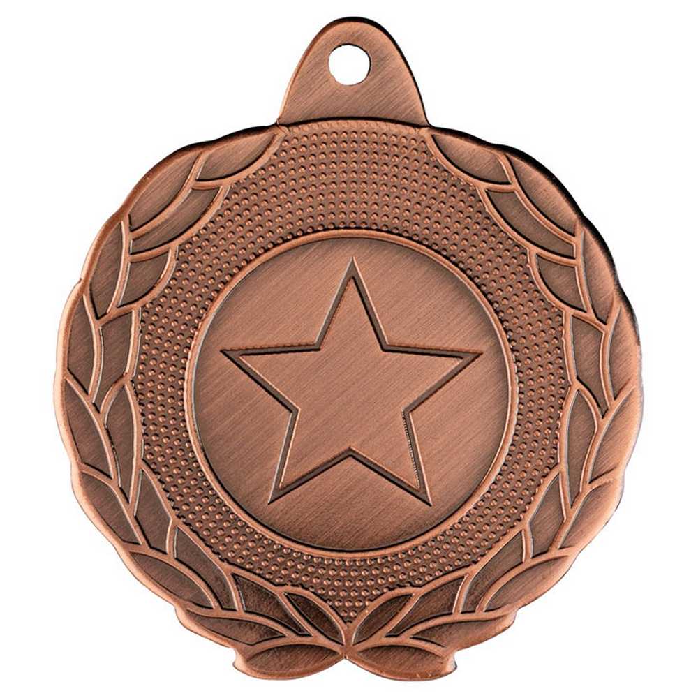 LAUREL WREATH EDGED MEDAL (1in CENTRE) BRONZE - 1.75in - Optimum Teamwear