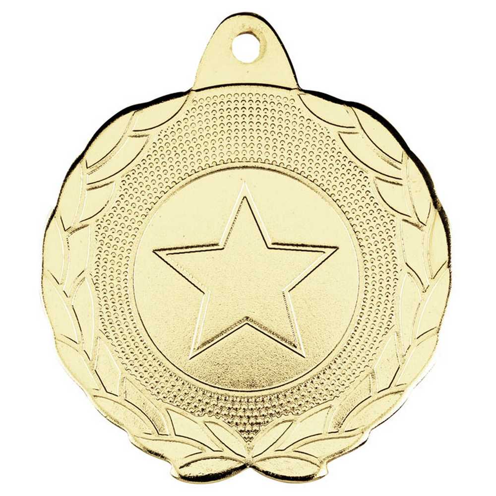 LAUREL WREATH EDGED MEDAL (1in CENTRE) GOLD - 1.75in - Optimum Teamwear