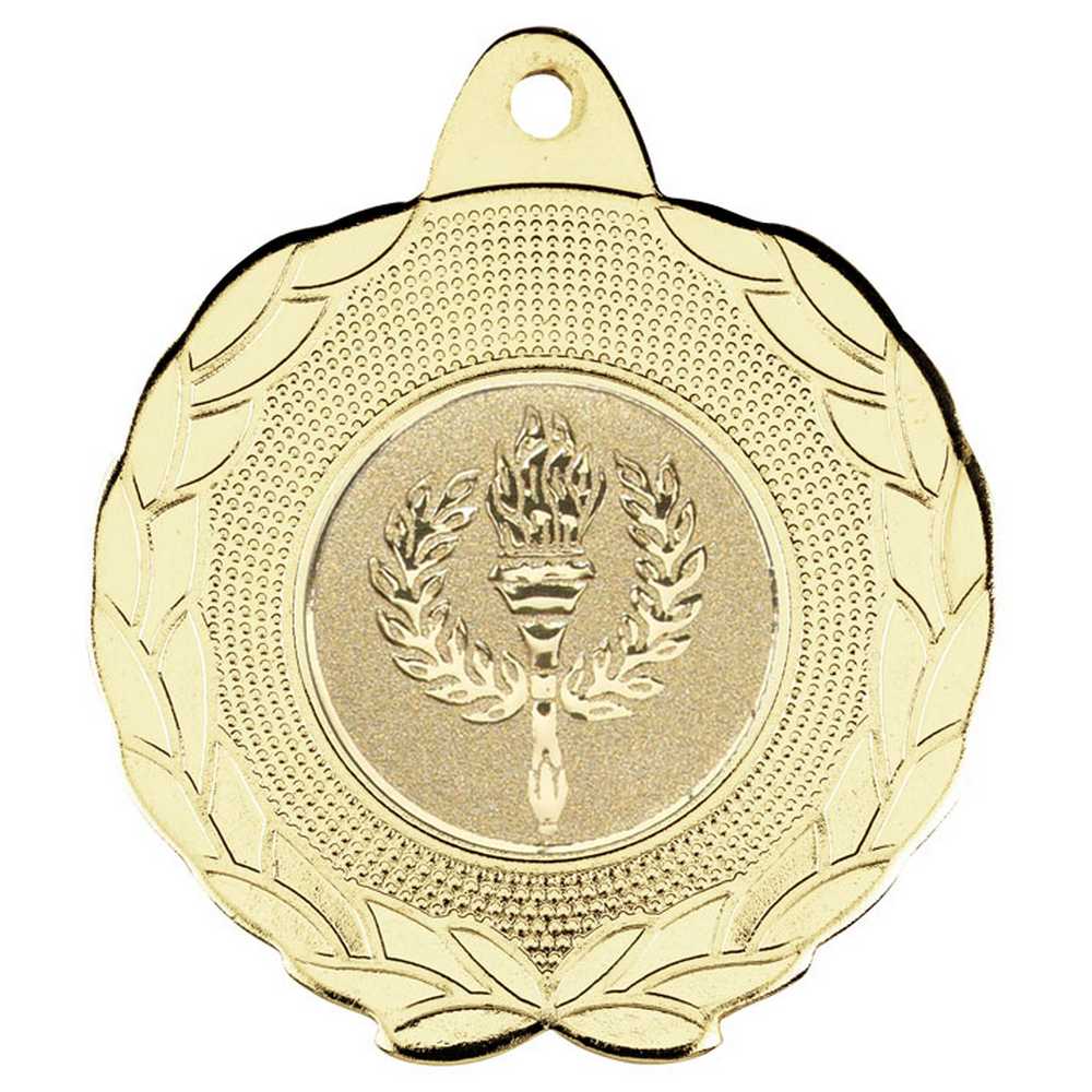 LAUREL WREATH EDGED MEDAL (1in CENTRE) GOLD - 1.75in - Optimum Teamwear