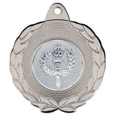 LAUREL WREATH EDGED MEDAL (1in CENTRE) SILVER - 1.75in - Optimum Teamwear