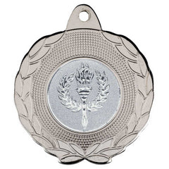 LAUREL WREATH EDGED MEDAL (1in CENTRE) SILVER - 1.75in - Optimum Teamwear