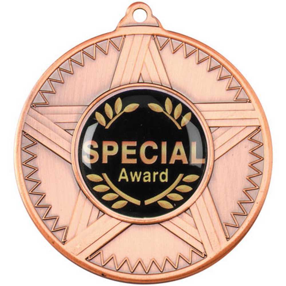 STRIPED STAR MEDAL (1in CENTRE) BRONZE - 2in - Optimum Teamwear