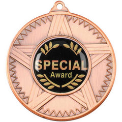 STRIPED STAR MEDAL (1in CENTRE) BRONZE - 2in - Optimum Teamwear