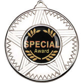STRIPED STAR MEDAL (1in CENTRE) SILVER - 2in - Optimum Teamwear