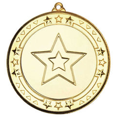 TRI STAR MEDAL (2in CENTRE) GOLD - 2.75in - Optimum Teamwear