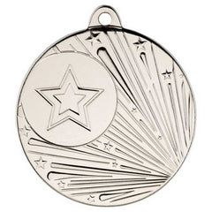 SHOOTING STAR MEDAL (1in CENTRE) SILVER - 2in - Optimum Teamwear