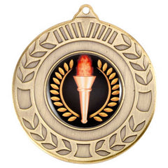 WREATH MEDAL (1in CENTRE) ANTIQUE GOLD - 2in - Optimum Teamwear