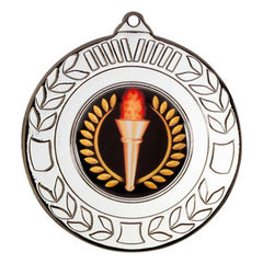 WREATH MEDAL (1in CENTRE) SILVER - 2in - Optimum Teamwear