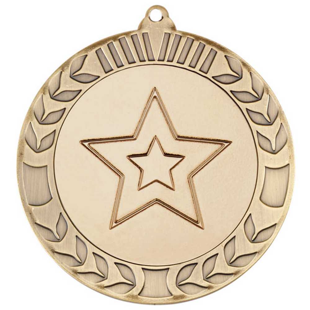 WREATH MEDAL (2in CENTRE) ANTIQUE GOLD - 2.75in - Optimum Teamwear