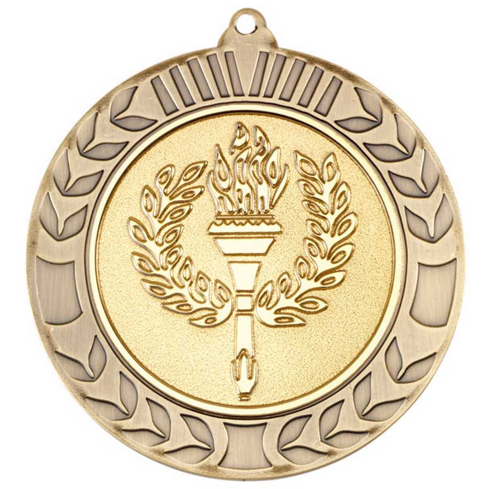 WREATH MEDAL (2in CENTRE) ANTIQUE GOLD - 2.75in - Optimum Teamwear