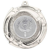 STAR CYCLONE MEDAL (1in CENTRE) SILVER - 2in - Optimum Teamwear
