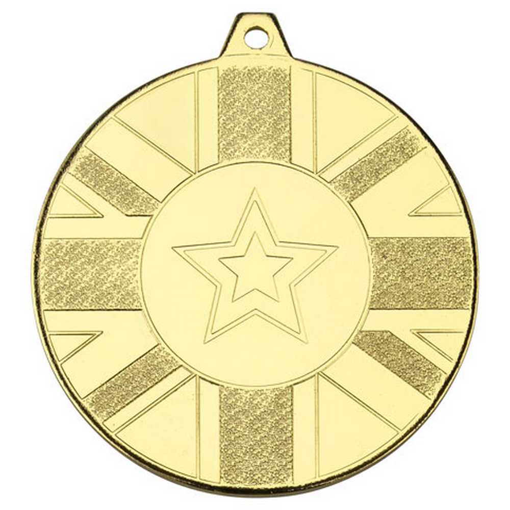 UNION FLAG MEDAL (1in CENTRE) GOLD - 2in - Optimum Teamwear