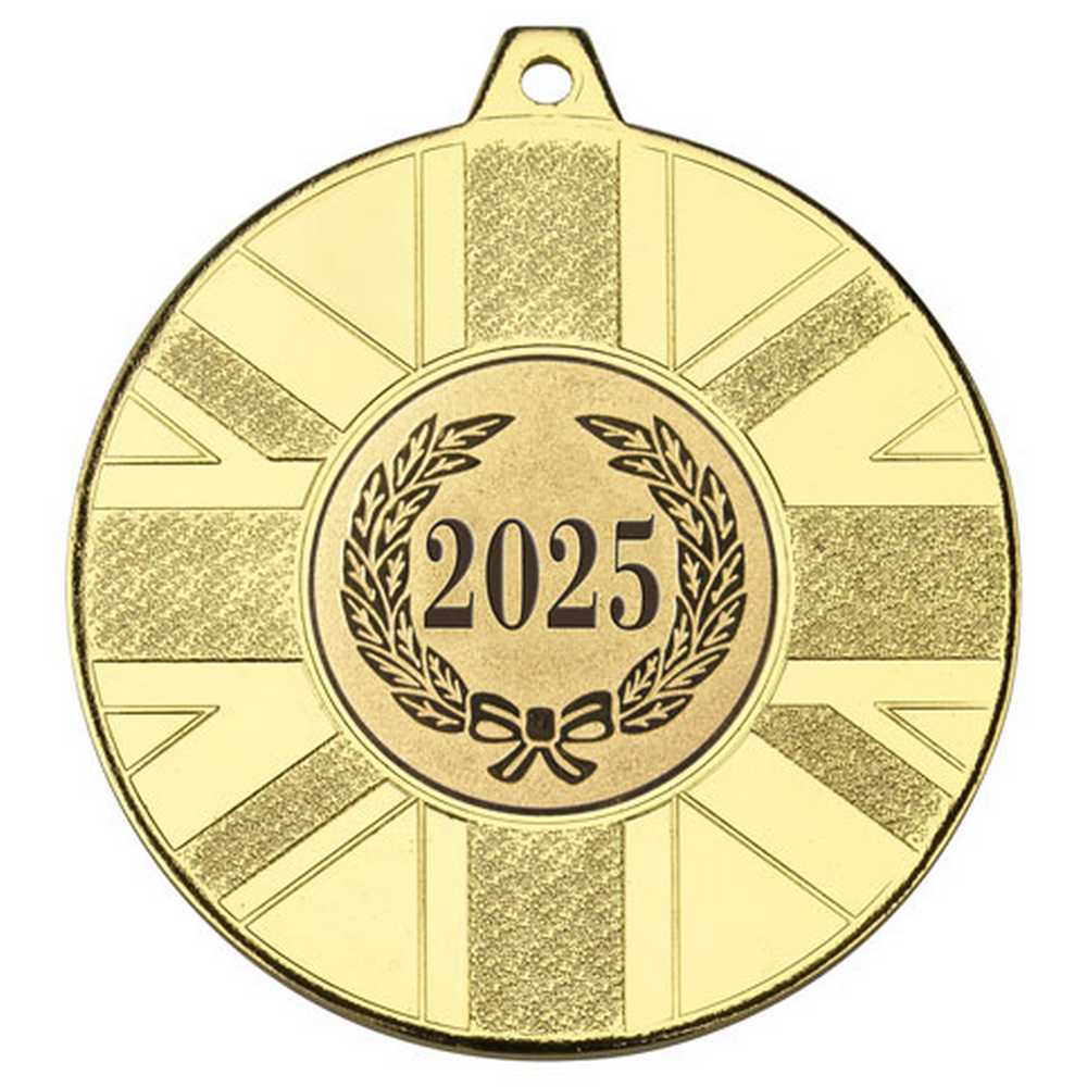 UNION FLAG MEDAL (1in CENTRE) GOLD - 2in - Optimum Teamwear