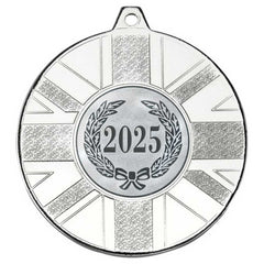 UNION FLAG MEDAL (1in CENTRE) SILVER - 2in - Optimum Teamwear