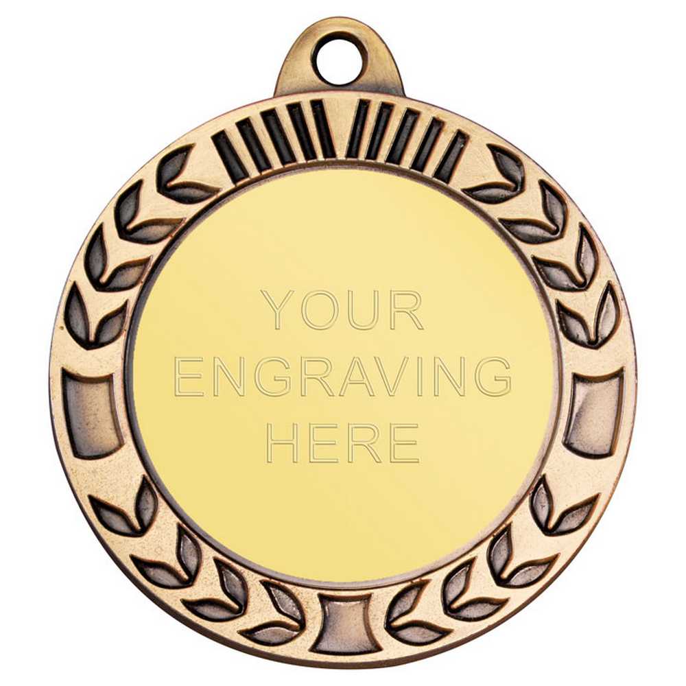 WREATH MEDAL EXTRA THICK (2in CENTRE) ANTIQUE GOLD - 2.75in - Optimum Teamwear