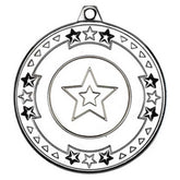 TRI STAR MEDAL (1in CENTRE) SILVER - 2in - Optimum Teamwear