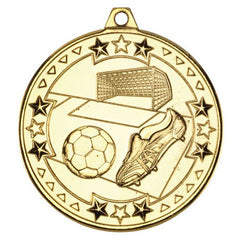 FOOTBALL TRI STAR MEDAL GOLD - 2in - Optimum Teamwear