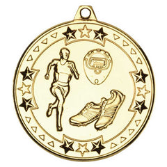 RUNNING TRI STAR MEDAL GOLD - 2in - Optimum Teamwear